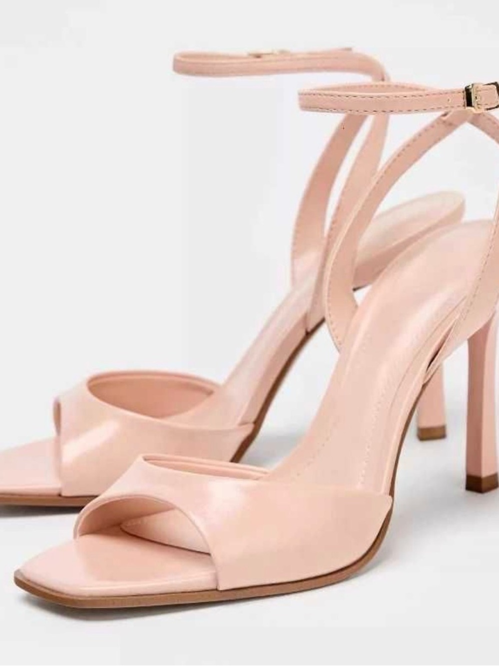 Zara Open-Toe Ankle-Strap High Heel Sandals in Blush